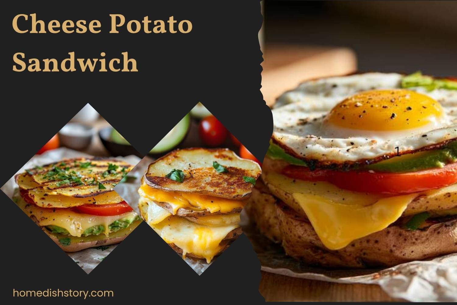 Healthy Cheese Potato Sandwich with Avocado and Eggs - Home Dish Story